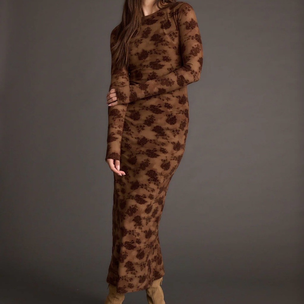 12th Tribe Chocolate Floral Maxi Dress